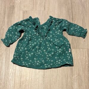 Rabbit + Bear Green Ruffle Kids Top